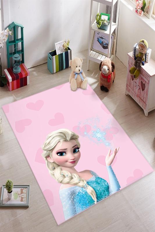  Pembe Elsa Desenli Çocuk Odası Halısı ( 10 mm Kalınlık )