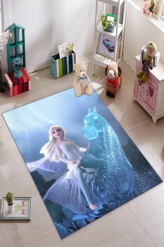 Su Atı ve Elsa Desenli Çocuk Odası Halısı ( 10 mm Kalınlık )