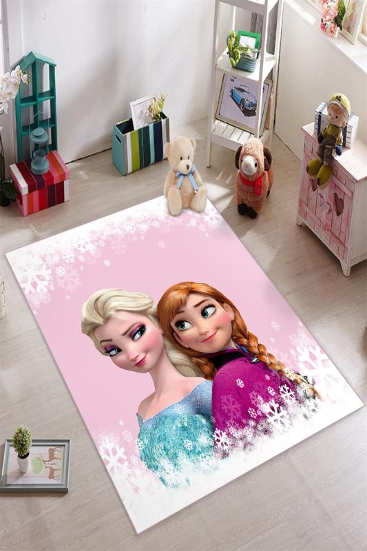  Pembe Karlı Elsa Desenli Çocuk Odası Halısı ( 10 mm Kalınlık )