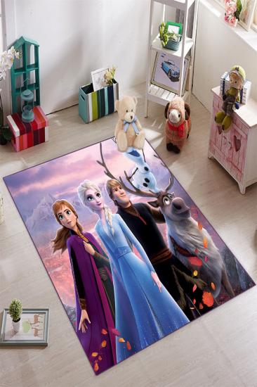 Elsa Anna ve Kristof Desenli Çocuk Odası Halısı ( 10 mm Kalınlık )