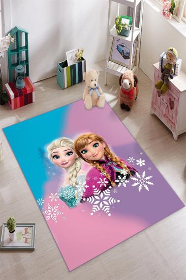  Karlı Elsa ve Anna Desenli Çocuk Odası Halısı ( 10 mm Kalınlık )