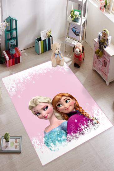  Pembe Karlı Elsa Desenli Çocuk Odası Halısı ( 10 mm Kalınlık )